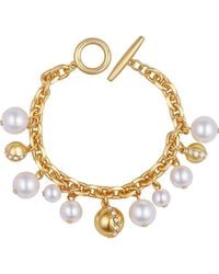 Vince Camuto - Faux Pearl & Crystal Charm Toggle Bracelet - Lyst