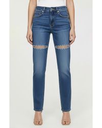 Bebe - The Bling Slit Straight Leg Jeans - Lyst