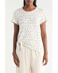 Bobeau - Floral Print Side Tie T-Shirt - Lyst