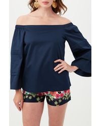 Trina Turk - Wavey Organic Cotton Off The Shoulder Top - Lyst