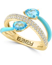 Effy - 14k Gold Pavé Diamond & Blue Topaz Ring - Lyst