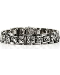 YIELD OF MEN - Sterling Oxidized Etched Link Chain Bracelet - Lyst