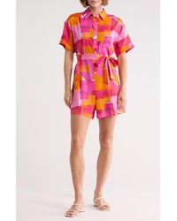 FRNCH - Leoline Tie Waist Linen Blend Romper - Lyst