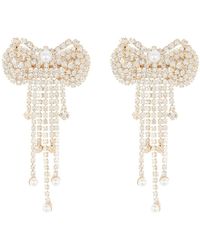 Tasha - Crystal Imitation Pearl Fringe Bow Earrings - Lyst