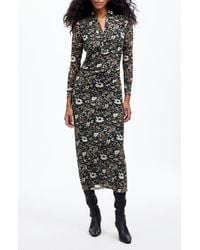 Madewell - Floral Long Sleeve Polo Midi Dress - Lyst