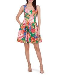 vince camuto scuba fit and flare dress Vince Camuto Scuba Crepe V-Neck Fit & Flare Dress - Black