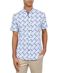 Con.struct - Slim Fit Fish Four-way Stretch Performance Short Sleeve Button-down Shirt - Lyst