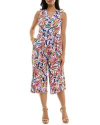 Nina Leonard - Surplice Culotte Crop Jumpsuit - Lyst