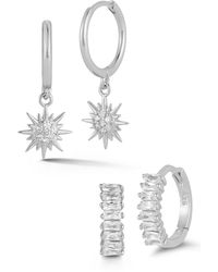 Glaze Jewelry - Set Of 2 Cubic Zirconia Sun Drop Huggie Hoop Earrings - Lyst