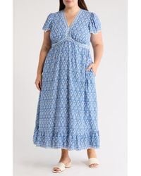 Max Studio - Flutter Sleeve V-Neck Dress - Lyst