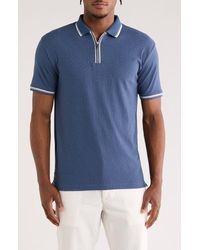 Cactus Man - Tipped & Textured Half Zip Polo - Lyst