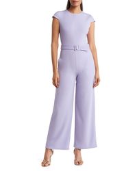 Maggy London - Cap Sleeve Belted Jumpsuit - Lyst