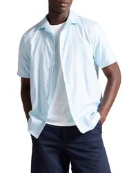 Ted Baker - Short Sleeve Cotton & Cotton Button-up Shirt - Lyst