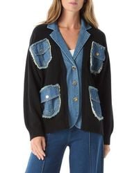 DO by Dee Ocleppo - Clio Denim Detail Cotton Blend Sweater - Lyst
