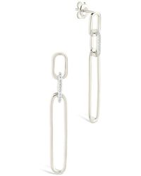 Sterling Forever - Chelle Cubic Zirconia Mix Link Drop Earrings - Lyst