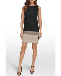 Donna Karan - Linen-Blend Color-Block Shift Dress - Lyst