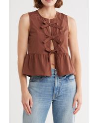 Vigoss - Tie Front Peplum Top - Lyst