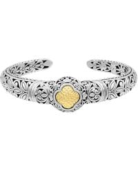 DEVATA - Genuine 18k Gold & Sterling Silver Bali Filigree Dome Cuff Bracelet - Lyst