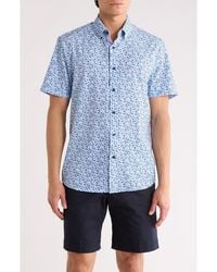 Con.struct - Slim Fit Abstract Leaf Print Short Sleeve Button-Down Shirt - Lyst