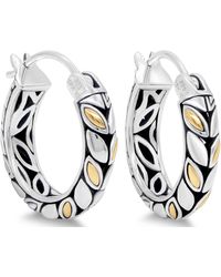 DEVATA - Sterling Silver With 18k Gold Accents Hoop Earrings - Lyst