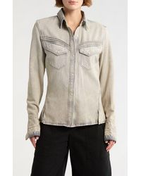 BOSS - Slim Fit Western Snap-Up Denim Shirt - Lyst