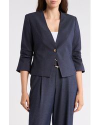 Gemma  Jane - Ruched Sleeve One-Button Blazer - Lyst