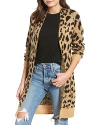 BP. Long Leopard Jacquard Cardigan (plus Size) - Multicolor