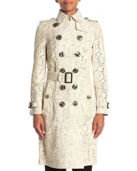 Burberry Double Breasted Genuine Dyed Calf Hair Detailed Lace Coat - Natural