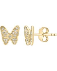 Effy - Diamond Embellished Butterfly Stud Earrings - Lyst