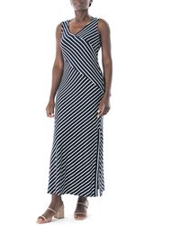 Nina Leonard - V-neck Stripe Maxi Dress - Lyst
