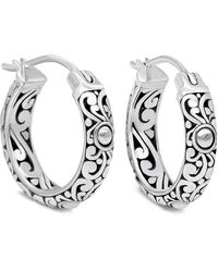 DEVATA - Sterling Silver Bali Filigree Hoop Earrings - Lyst
