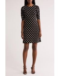 Tommy Hilfiger - Polka Dot Ruched Short Sleeve Shift Dress - Lyst