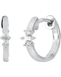 Bony Levy - 18k White Gold Diamond Huggie Hoop Earrings - Lyst