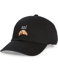 David & Young - Oui Croissant Embroidered Cotton Baseball Cap - Lyst