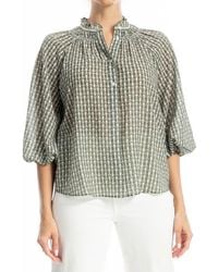 Max Studio - Ruffle Collar Puff Shoulder Top - Lyst