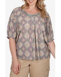Ruby Rd. - Geometric Printed Slub Top - Lyst