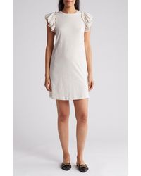 Tahari - Ruffle Sleeve Cotton Dress - Lyst