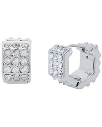 AllSaints - Pavé Crystal Geometric Link Chubby Hoop Earrings - Lyst