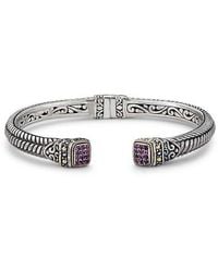 Samuel B. - Woven Pavé Tipped Bangle - Lyst