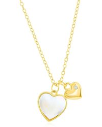 Simona - Mother Of Pearl & Cubic Zirconia Heart Charm Necklace - Lyst