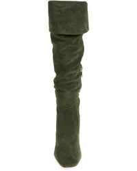Karl Lagerfeld Razo Tassel Knee High Boot In Olive Suede At Nordstrom Rack - Green