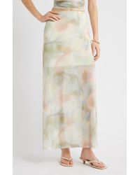 Open Edit - Print Mesh Maxi Skirt - Lyst