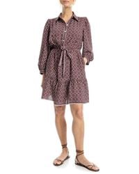 Max Studio - Long Sleeve Button Front Crepe Dress - Lyst
