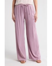 Nordstrom - Tie Front Satin Wide Leg Pants - Lyst