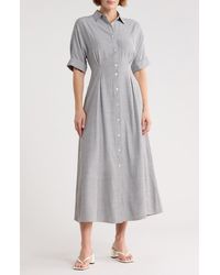 Max Studio - Stripe Short Sleeve Maxi Shirtdress - Lyst