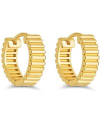 Sterling Forever - Lila Ribbed Huggie Hoop Earrings - Lyst