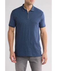Cactus Man - Textured Short Sleeve Zip Polo - Lyst