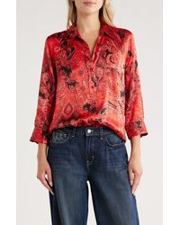 L'Agence - Dani Paisley Silk Button-Up Shirt - Lyst