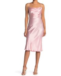 Bebe Solid Satin Dress In Tan Natural Lyst Bebe Solid Satin Dress In Tan Natural Lyst