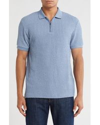 Denim and Flower - Vertical Stripe Textured Quarter Zip Polo - Lyst